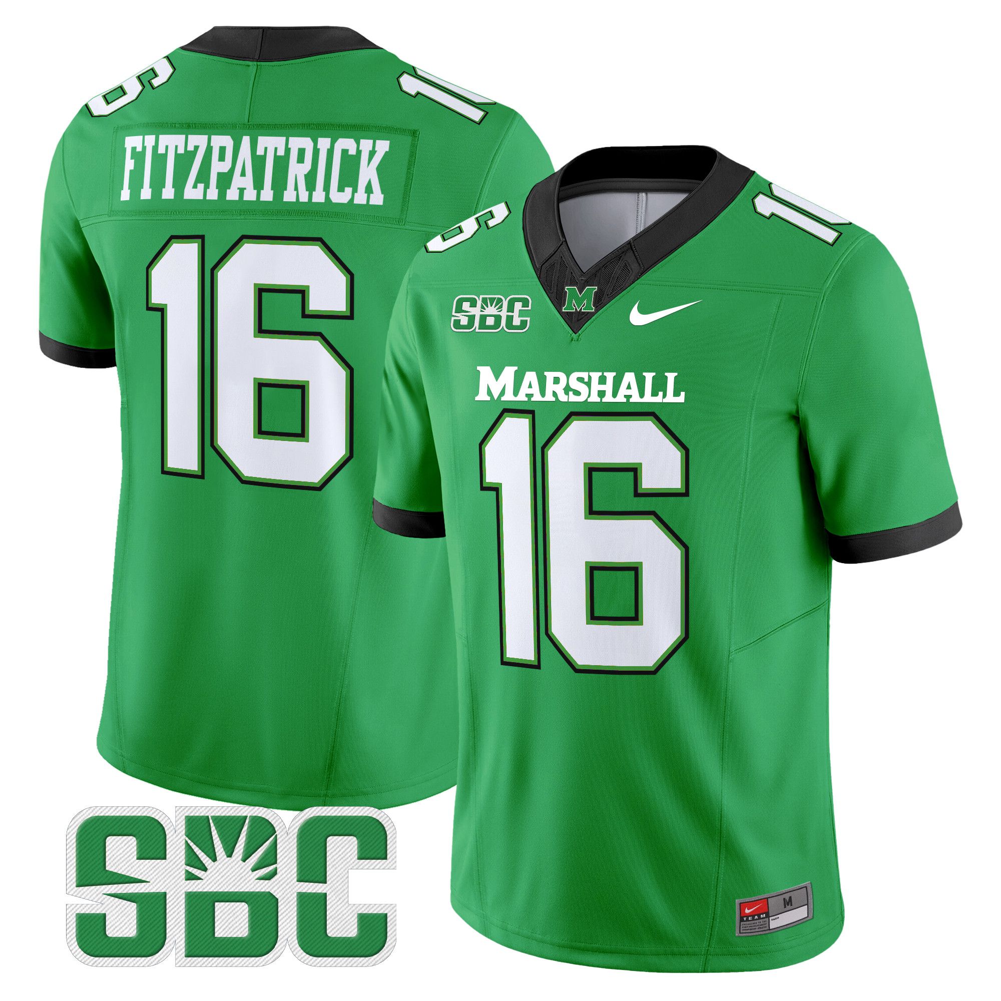 Men Marshall Thundering Herd #16 Fitzpatrick Green Nike 2024 Vapor Limited NCAA Jersey style 1->more ncaa teams->NCAA Jersey